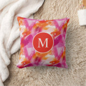Coussin Aquarelle Monogram Rose Orange Abstrait (Couverture)