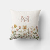 Coussin Aquarelle monogramme Fleur sauvage Floral de prair (Verso)
