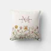 Coussin Aquarelle monogramme Fleur sauvage Floral de prair (Recto)
