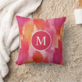 Coussin Aquarelle Monogramme Rose Orange Abstrait (Couverture)