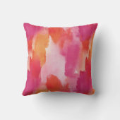 Coussin Aquarelle Monogramme Rose Orange Abstrait (Verso)