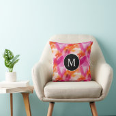 Coussin Aquarelle Monogramme Rose Orange Abstrait (Chaise)