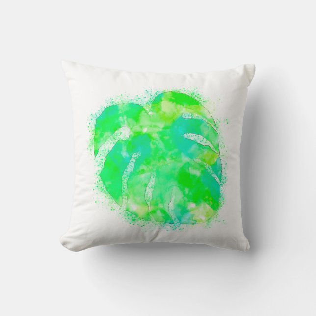 Coussin Aquarelle Monstera (Recto)