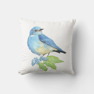 Coussin Aquarelle Montagne Bluebird Blue Bird Art pour