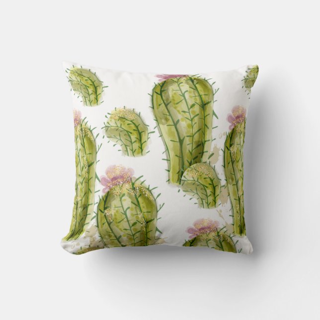 Coussin Aquarelle motif Cactus (Recto)