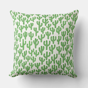 Coussin Aquarelle Motif Cactus - Vert