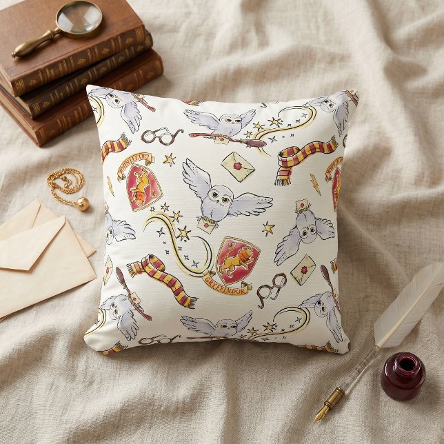 Coussin Aquarelle motif Hedwig GRYFFINDOR™ (Créateur téléchargé)