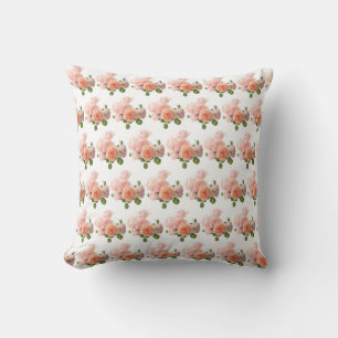 Coussin Aquarelle Movale Rose Fleurs Élégantes Florales