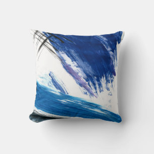 Coussin Aquarelle multimédia bleue artistique abstraite