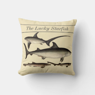 Coussin Aquarelle Nautique Vintage Requins Personnalisés