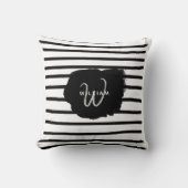 Coussin Aquarelle noir et blanc Lignes tracées à la main (Recto)