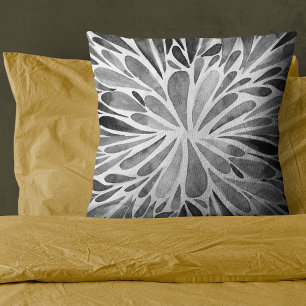 Coussin Aquarelle noire et blanche abstraite éclatement fl