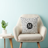 Coussin Aquarelle noire et blanche Pinceau Monogramme (Chaise)