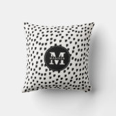 Coussin Aquarelle noire et blanche Pinceau Monogramme (Verso)