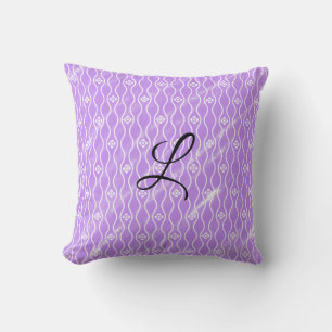 Coussin Aquarelle noire rose simple ajoutez votre monogram