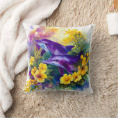 Coussin Aquarelle Océan Dauphins Fleurs Tropicales (Couverture)