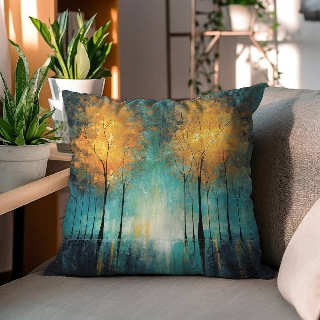 Coussin Aquarelle orange Turquoise (Créateur téléchargé)