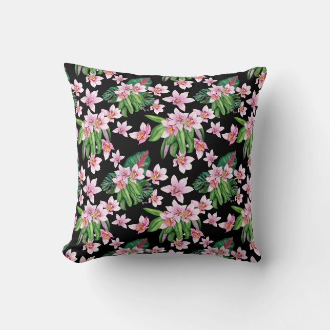 Coussin Aquarelle Orchidées Design 27 (Recto)