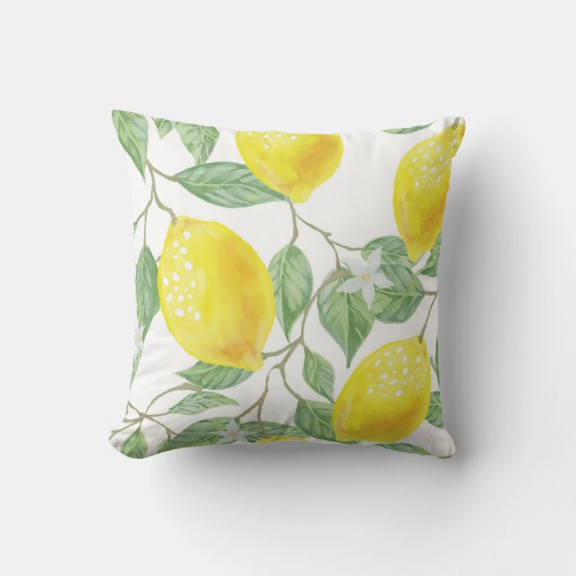 Coussin Aquarelle Oreillère de Fruit Citron (Recto)