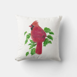 Coussin Aquarelle originale Cardinal Bird Nature