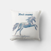 Coussin Aquarelle originale élevant le cheval bleu et rose (Recto)