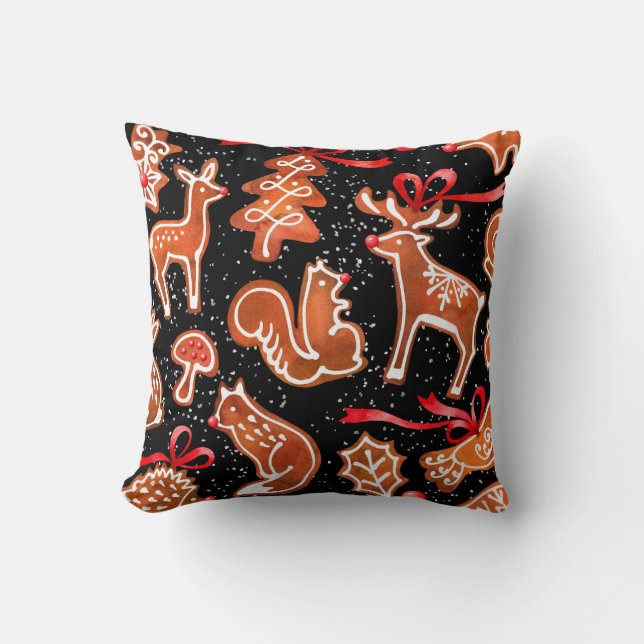 Coussin Aquarelle pain d'épices sans couture motif (Recto)