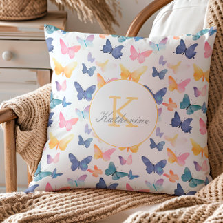 Coussin Aquarelle papillon Couleur Motif coloré Nom person
