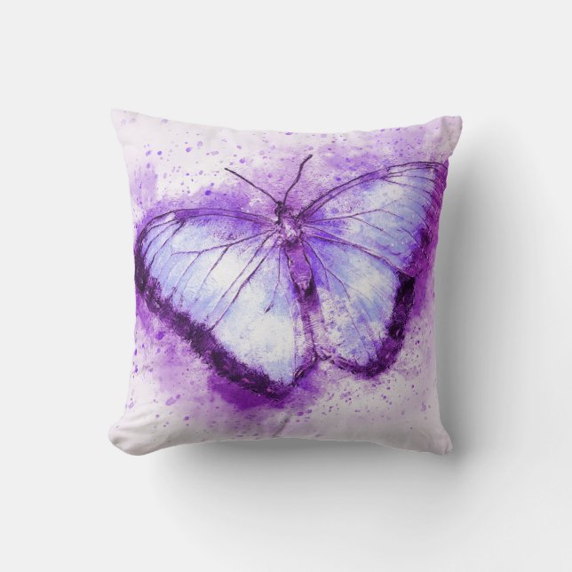 Coussin Aquarelle Papillon pourpre (Recto)