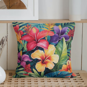 Coussin Aquarelle paradis tropical