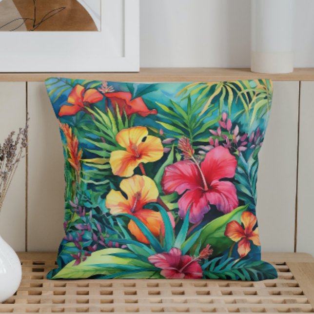 Coussin Aquarelle paradis tropical (Créateur téléchargé)