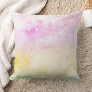 Coussin Aquarelle pastel et motif abstrait de nébuleuse de