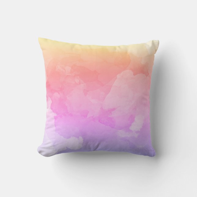 Coussin Aquarelle pastel jaune violet (Recto)