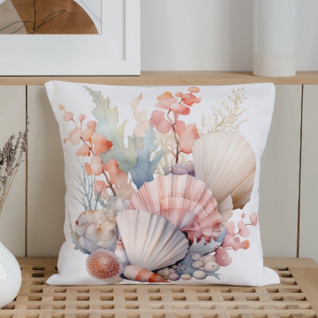 Coussin Aquarelle Pastels Coquillages (Créateur téléchargé)