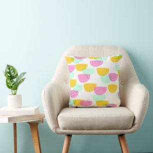 Coussin Aquarelle pastèque rose vert jaune Motif