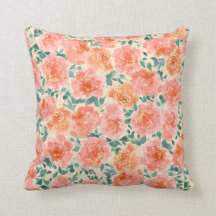 Coussin Aquarelle Peach Peach Peach Pink Green