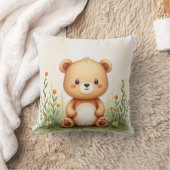 Coussin Aquarelle Peinture d'un mignon, petit ours (Couverture)