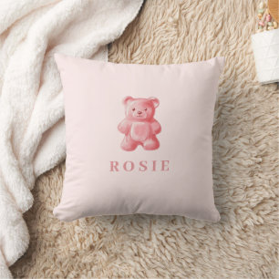 Coussin Aquarelle personnalisée Cute rose Gummy Ours