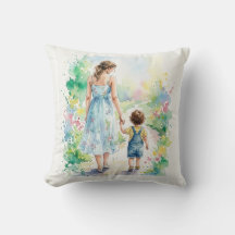 Aquarelle personnalisée de mère et fils