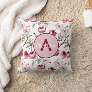 Coussin Aquarelle personnalisée en fleur de cerisier