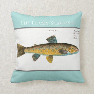 Coussin Aquarelle personnalisée Vintage truite de pêche
