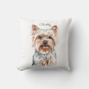 Coussin Aquarelle personnalisée Yorkie