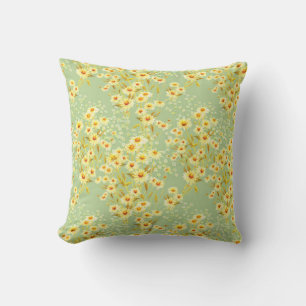 Coussin Aquarelle photo de fleurs marguerites sur un vert