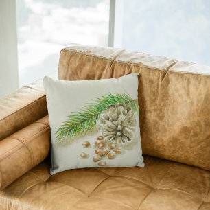 Coussin Aquarelle Pinõn Nuts Pinecone Nouveau-Mexique