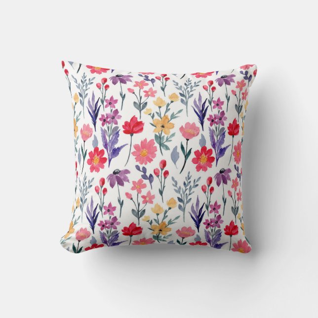 Coussin Aquarelle plantes et fleurs (Recto)