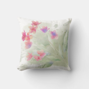 Coussin Aquarelle Plumeria rose