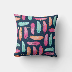 Coussin Aquarelle plumes sans couture motif boho avec fea