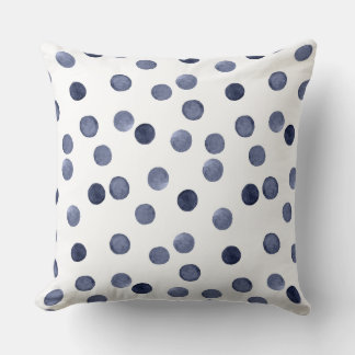 Coussin Aquarelle. Point de polka bleu.