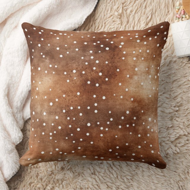 Coussin Aquarelle Pointe Polka dans café Brown et blanc (2 (Couverture)