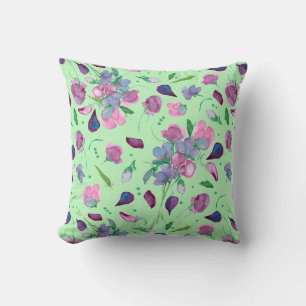 Coussin Aquarelle Pois doux sur vert