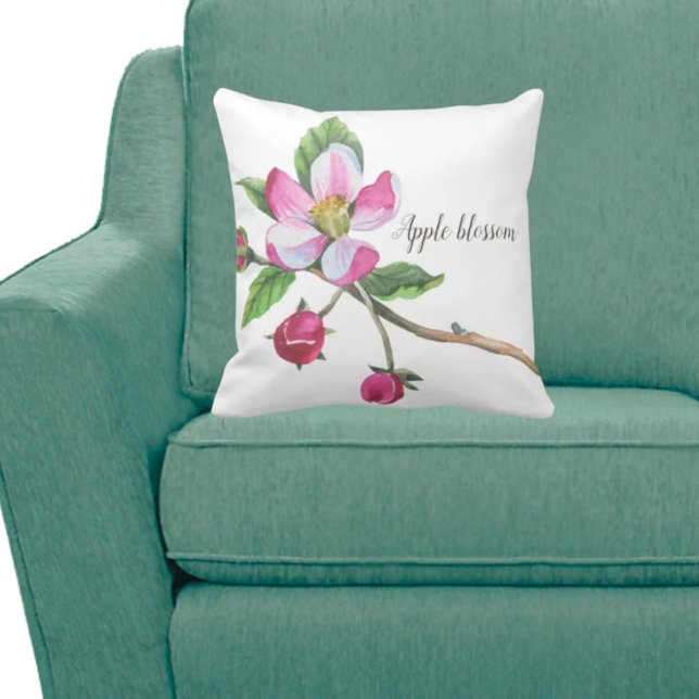 Coussin Aquarelle Pomme florale (Créateur téléchargé)